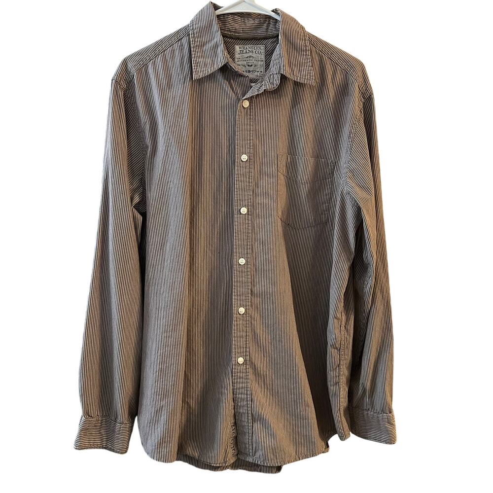 Wrangler Jeans Co Men's Striped‎ Vintage Was Button Up Shirt Large